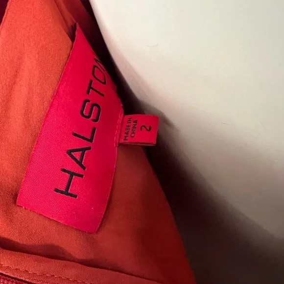 Halston Heritage Genevieve Orange Maxi Satin Evening Dress Sz 2 595$